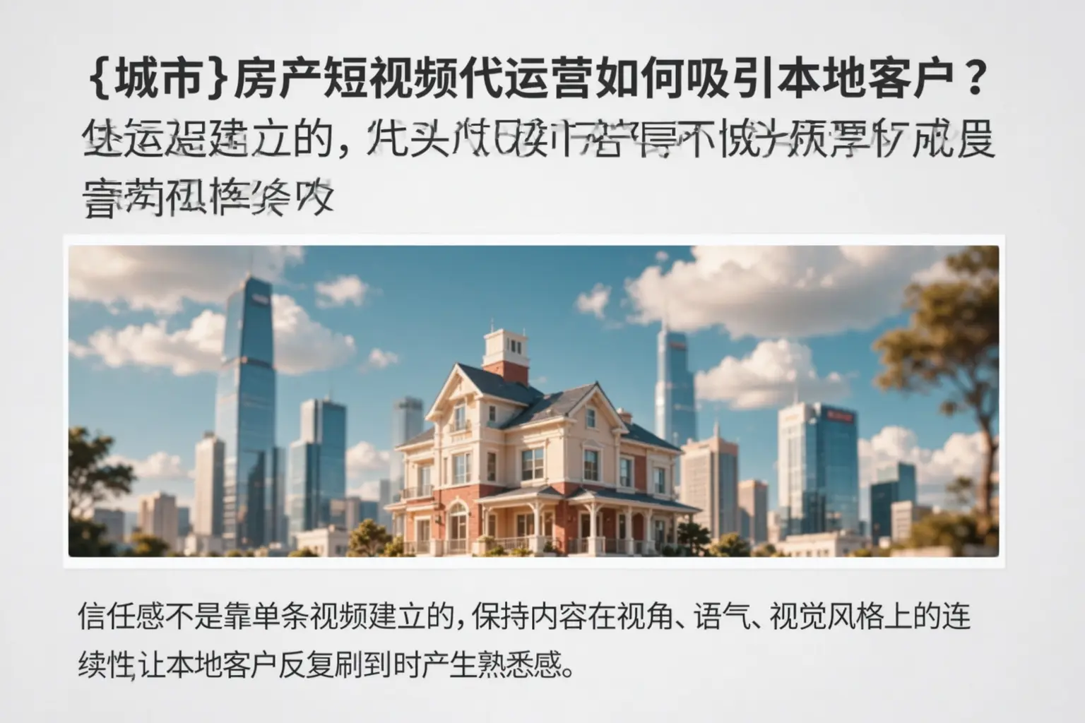 福山房产短视频代运营如何吸引本地客户？